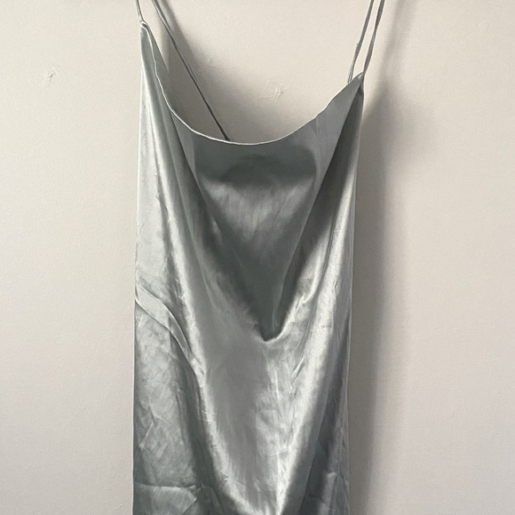 Fashion Nova Baddie Silver Blue Ruched Strap Up Back Mini Bodycon Dress Size XL - Picture 6 of 6